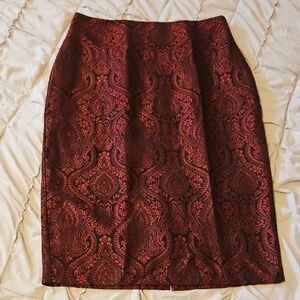 Elegant Red and Black Patterned Skirt